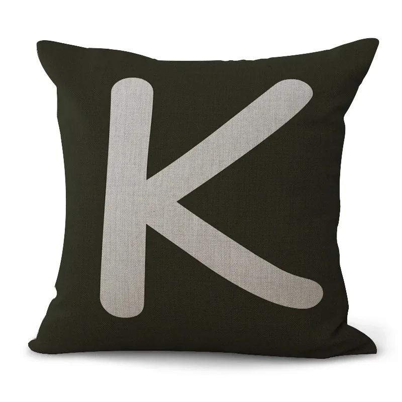 Simple Pure Color English Alphabet throw pillow cover with short plush print for living room sofa decoration cushion cover