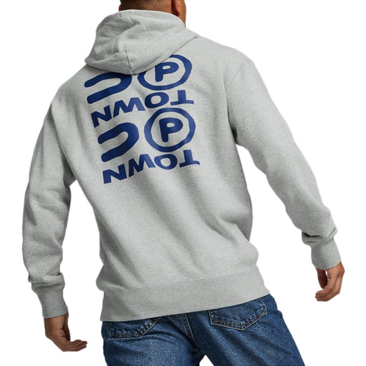 Puma Graphic Print Hooded Sweatshirt Unisex Sweatshirts Gray 536753-04