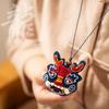 Plant-Dyed Dragon Zodiac Pendant, Blue-Dyed Handmade Embroidered Sachet Brooch, Car Safety and Good Luck Pendant Gift
