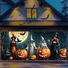 Halloween Garage Banner - - - Fantasy Witch and Skeleton Patterns, Bright Polyester Material, Outdoor Wall Decoration