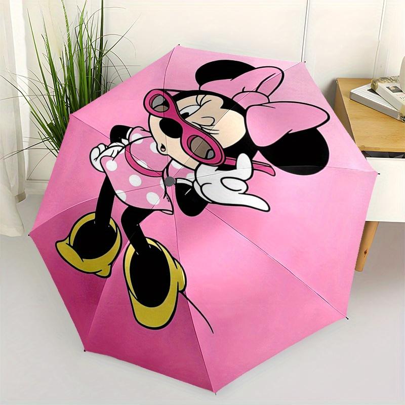 

1pc Minnie Mouse,Pink Automatic Folding Umbrella: Compact 8-Bone Design Cartoon Outdoor Travel Companion, Business Umbrella, Christmas Valen