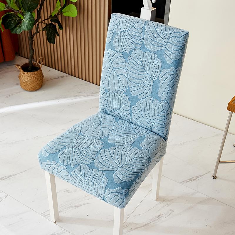 1pc Solid Color Jacquard Dining Chair Covers Elastic Non-slip Dining Seat Slipcovers Anti-dirt Dustproof Chair Cases for Wedding
