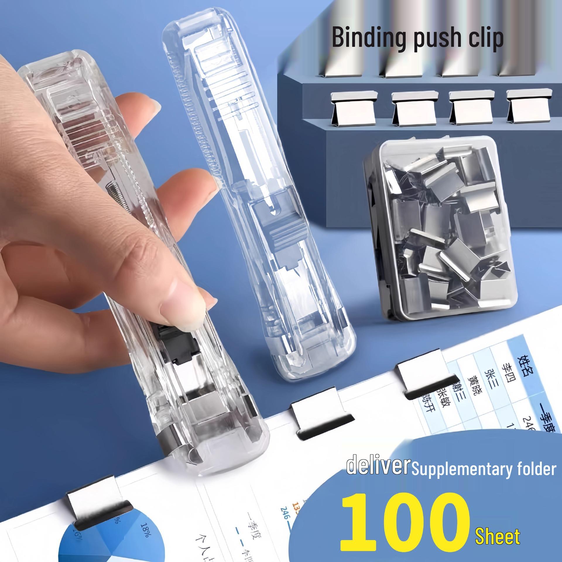 

Скрепка без скоб: Металлические кнопки для скрепления бумаги, канцелярские товары, контрольные работы, квитанции и книги Macaron Blue, 1 piece with 100 refill clips