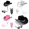 Makeup Costume Prop Set With Cowgirl Cowboy Hat Glasses And Bandana For Party Costumes