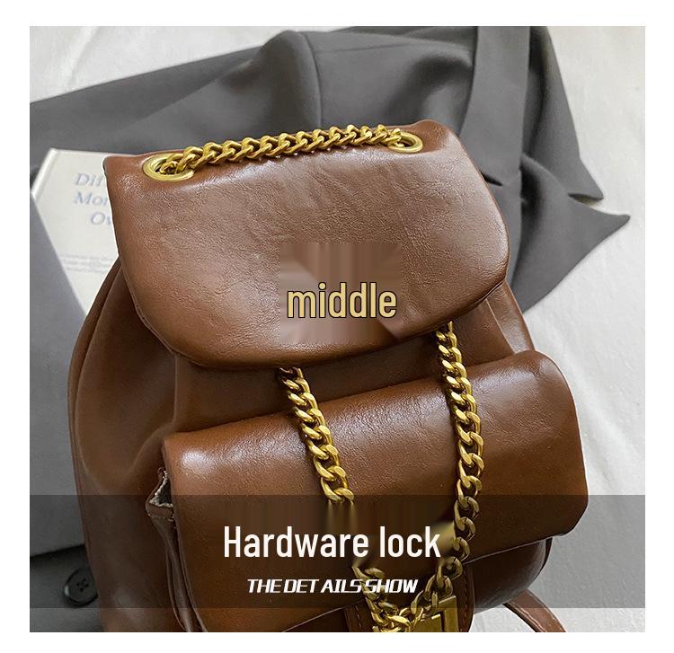 Women's Diamond Lattice Chain Backpack - Korean Style, High-Quality Fashion Motorcycle Bag