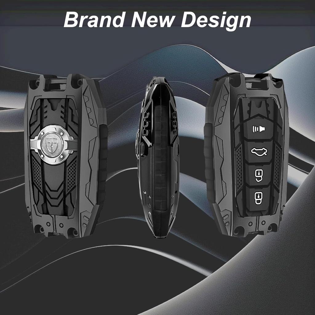 Metal Key Fob Cover Compatible With 2018- Toyota RAV4 Camry Corolla Avalon C-HR Prius GT86 Highlander Full Protection Key Case Shell 4 Keys Vacuum