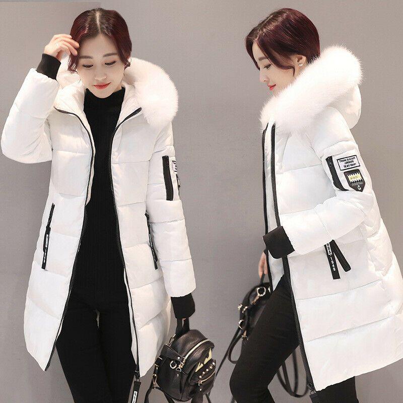 Stylish And Warm Winter Women Long Jacket With Fur Hooded Parka And Quilted Lining
