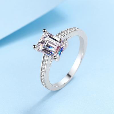 S925 zilveren ring dames rechthoekige moissanite stralende emerald geslepen pt950 geplatineerde trouwring verlovingsring met diamant
