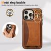 For iPhone 15 Pro Max PU Leather Back Case Card Holder Kickstand Phone Cover with Wrist Strap