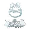2Pcs Easter Hare Eggs Carbon Steel Die Cut Stencils Scrapbooking Embossing Paper Dies for Card Making Art Craft Project