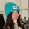 Letter Cloth Label Knitted Hat for Women Autumn and Winter Korean Style Fashion Student Wool Hat Cold Hat Male Couple