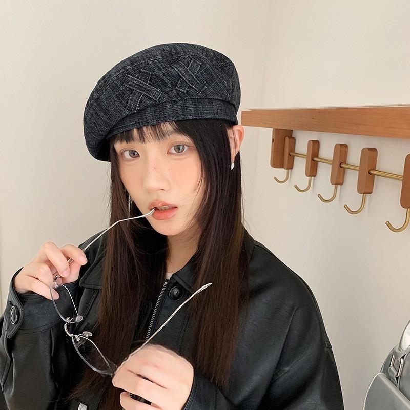 25 Early Autumn New Washed Old Patch Denim High Quality Beret Show Face Small Painter Hat