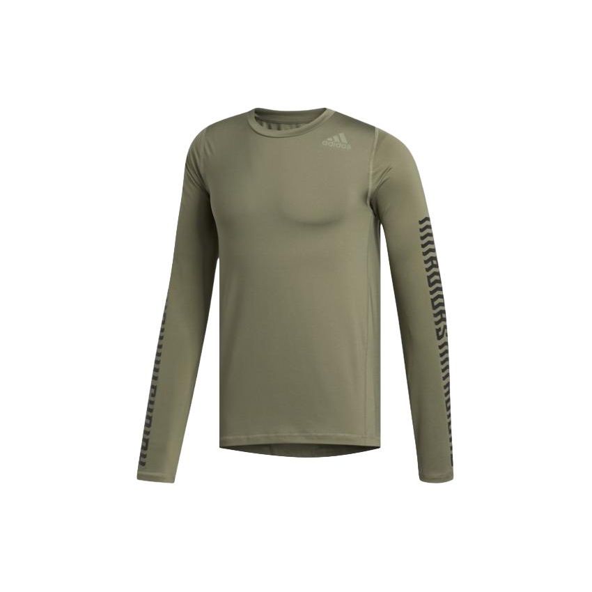 

Adidas Side Letter Print Round Neck Pullover Casual Sports Long Sleeve T-Shirt Unisex T-Shirt Green FL1528 XXL