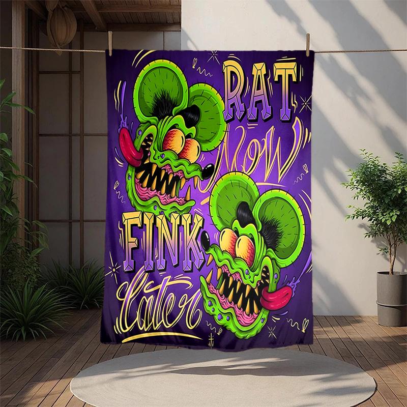 Rat Fink Power Flannel Blanket Soft Warm All-Season Throw, Design for Camping, Car Travel, Hiking Sofa, Bed, Office Perfect Gift for Parties