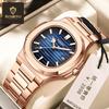 Binbang Men's Parrot Luminous Waterproof Stainless Steel Square Watch - Trendy Authentic European & American Design with Calendar