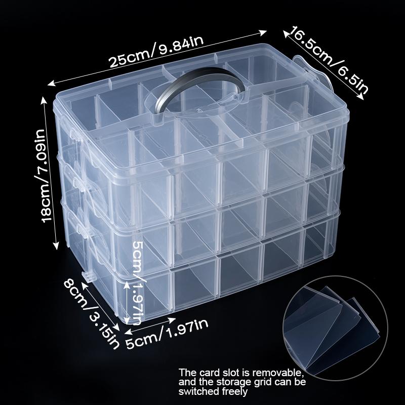 

3-ярусный контейнер для хранения для рукоделия, штабелируемый органайзер с разделителями для художественных принадлежностей, бусин, васи-лент, аксессуаров для украшений