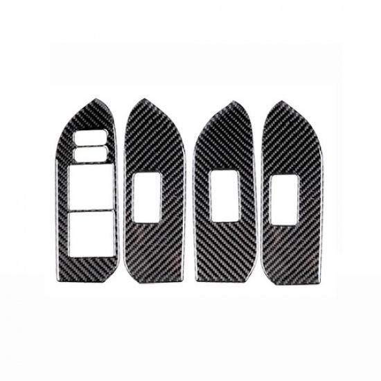 Carbon Fiber Window Switch Panel Cover Trim For Toyota Land Cruiser Prado 10-18