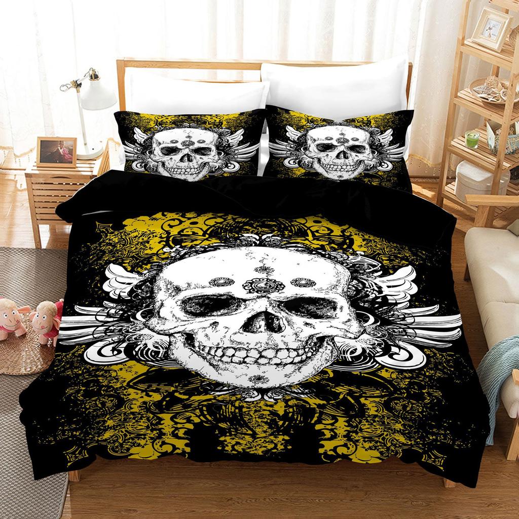 3D Digital Printing Kit Three-Piece Quilt Cover Sheet Skeleton