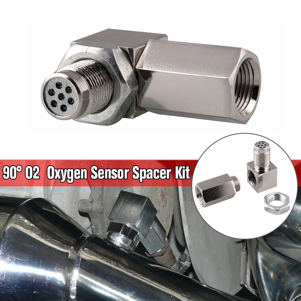 90° Oxygen Sensor Spacer Engine CEL Check Bung Mini Catalytic Converter for O2