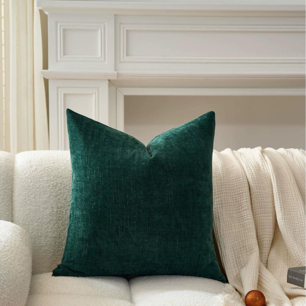 Pack of 2 Soft Textured Throw Pillow Covers Square Accent Solid Cushion Cover Cozy Farmhouse Pillow Case with Zippe for Couch