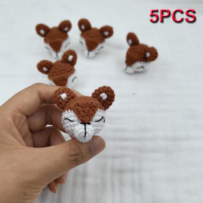 5pc Crochet Beads Animal Rabbit  Chewable Beads DIY Wooden Teething Knitting Beads Jewelry Crib Sensory Toy Baby Teether