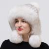 Real Mink Fur Hats Knitted Ear Cap Genuine Warm Snow Fluffy Female Fox Fur Hat Outdoor Luxury Woman Hat
