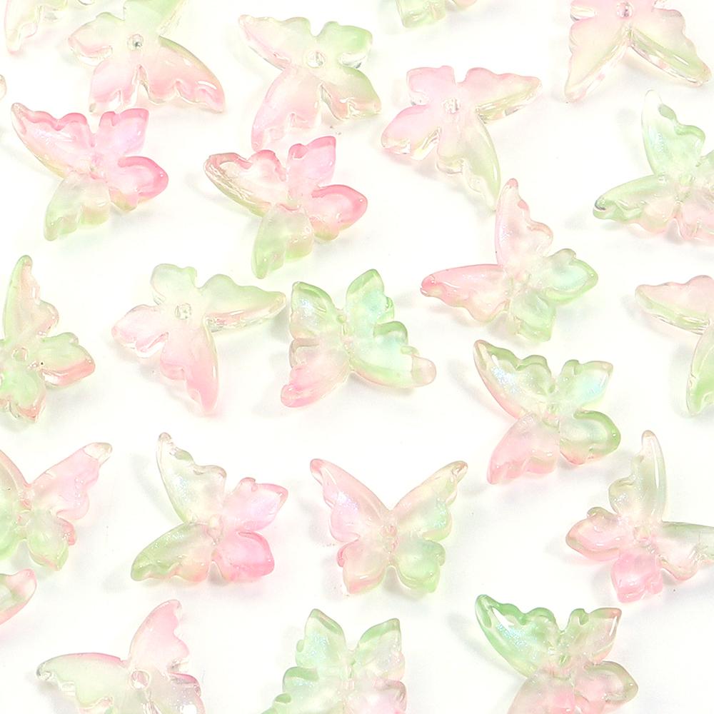50pcs Butterfly Lampwork Beads 14x12mm Colorful Glass Loose Spacer Beads For Jewelry Making DIY Necklace Bracelets Accessories