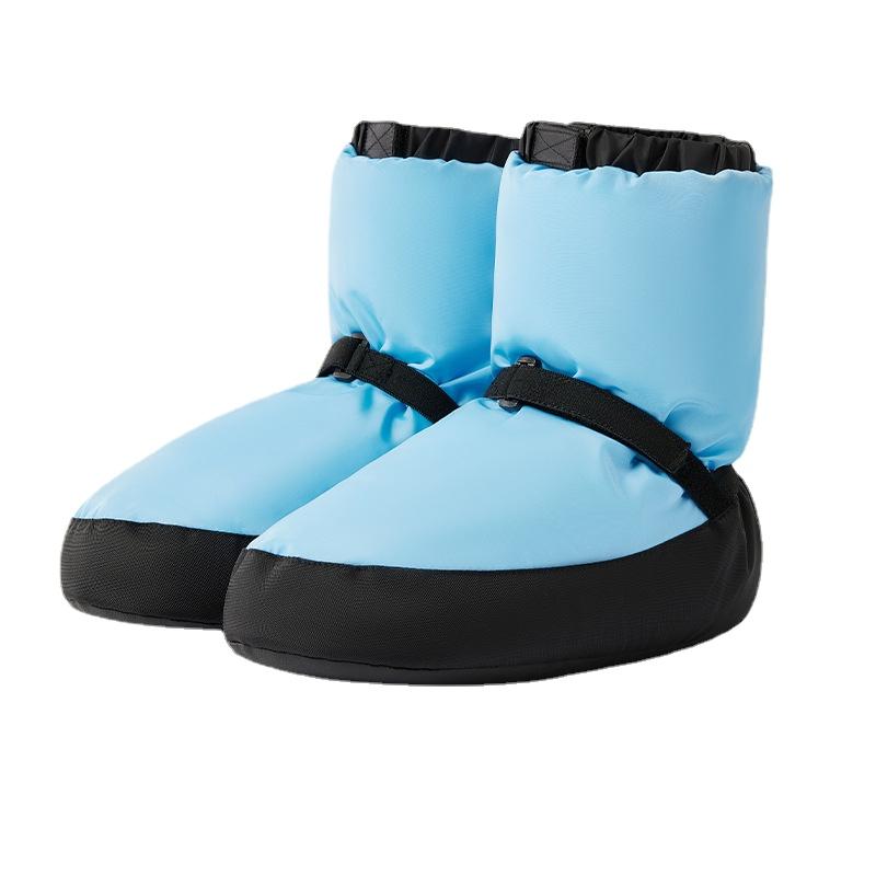 

Женские утепленные тапочки-ботинки для танцев с ремешком на липучке, исключительно теплая подошва из ПВХ, зимняя тренировочная обувь для тренировок S синий