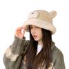 Female Autumn And Winter Big Head Circumference Plush Basin Hat Cute Face Small Warm Hat Autumn And Winter Warm