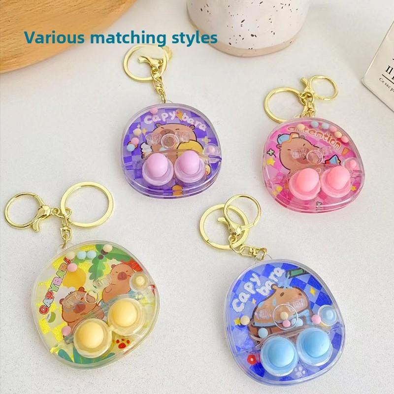 Capybara Cartoon Theme Print Handheld Water Ring Toss Game Console Pendant