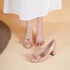 Woman Pumps Elegant Butterfly Bow Nude Patent Leather Shallow High Heel Shoes Daily Comfort Soft Fashion Versatile Dress Heels