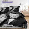 Black and white retro Johnny Hallyday bedding, duvet cover, pillowcase, home decoration, birthday gift (1 * duvet cover+2 * pillowcase, coreless)