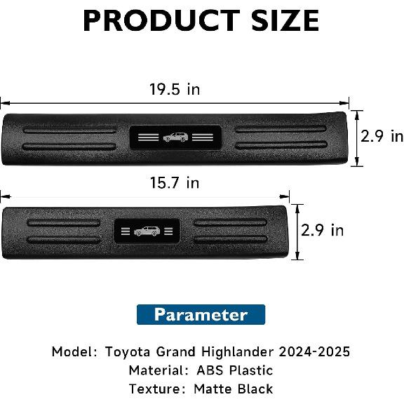 BIBLOZ ABS Material Door Sill Protector Compatible With Toyota Grand Highlander (Include Hybrid) LE/XLE/Limited/Platinum Accessories 2024-2025 2026