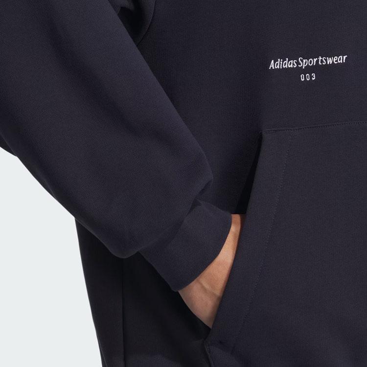 Adidas Small Logo Hoodie Solid Color Letter Detail Sports Casual Hoodie Men Hoodies Legendary-Ink-Blue IZ1604