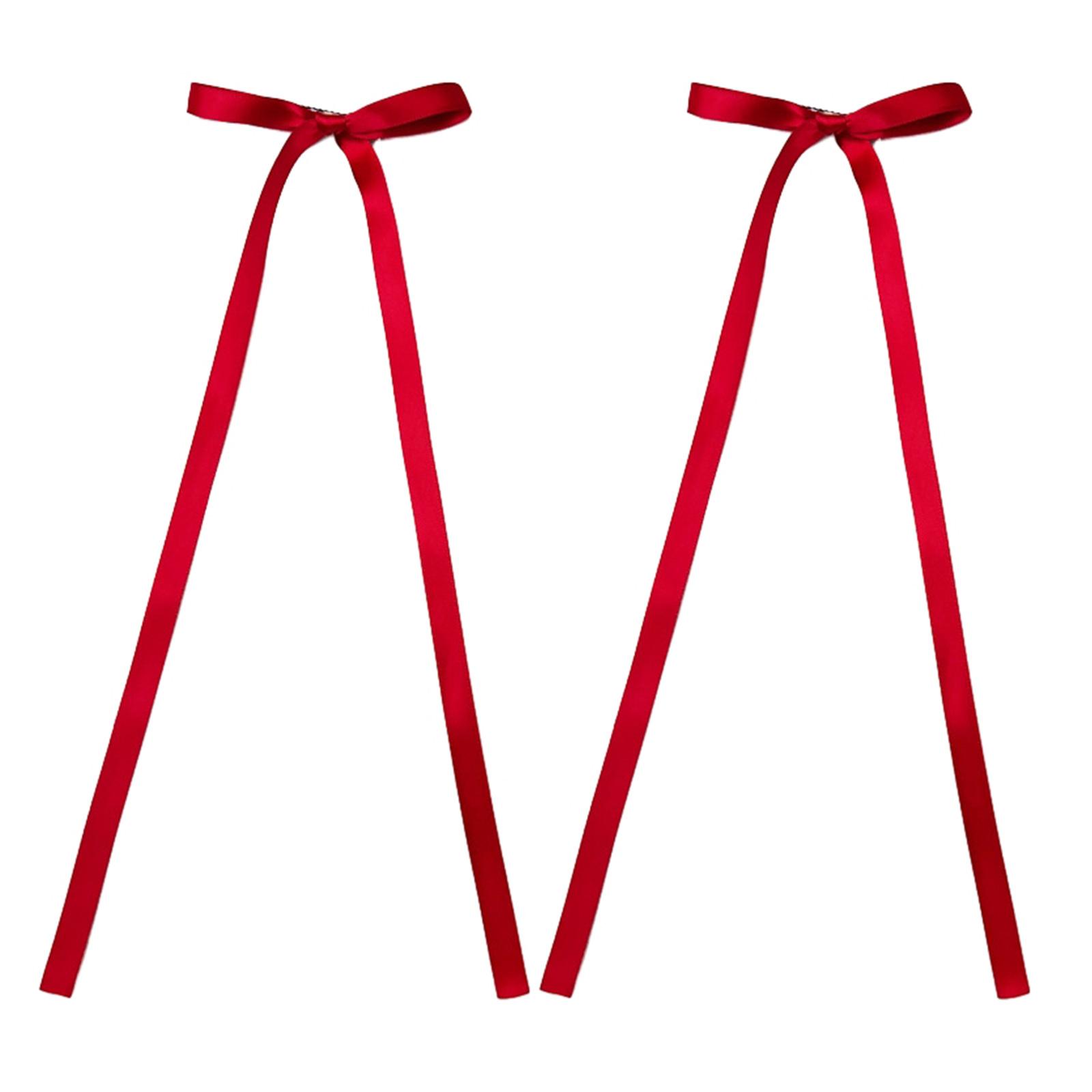 

2 Pcs Ribbon Bow Elegant Y2K Style Side Clip Bow Hair Clip Sweet Girls Fairy Bow Style Long Bowknot Balletcore 7