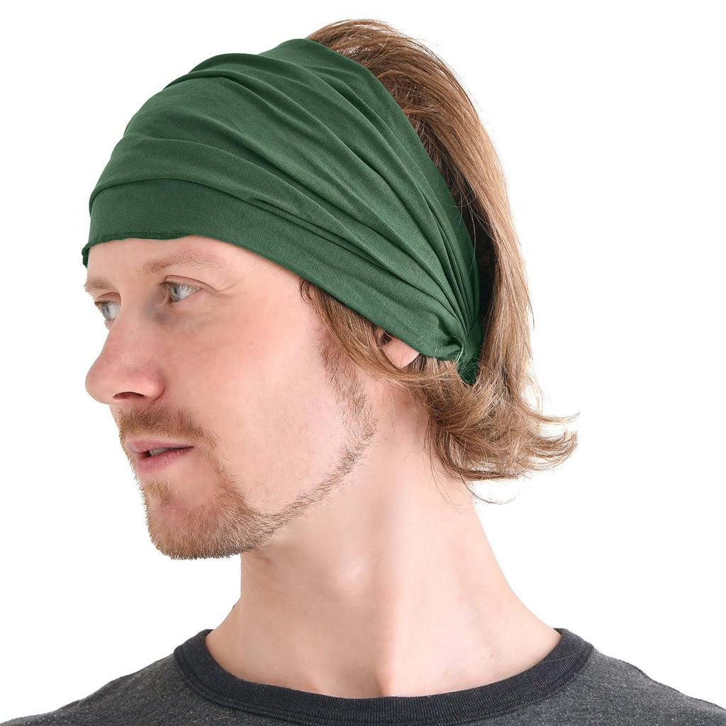 Unisex široká čelenka turbanová strečová potítko pre mužov ženy jednofarebná športová čelenka do vlasov pohodlná šatka na hlavu vlasové doplnky One Size beige