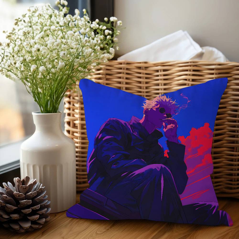 Anime S-Satoru G-Gojo Cushion Cover Inches Farmhouse Decor Home Throw Pillow Covers For Couch Decorations