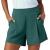 Women High Waist Pleated Athletic Yoga Shorts with Pockets Relaxed Fit Sports Casual Lounge Shorts for Workout Running Walking