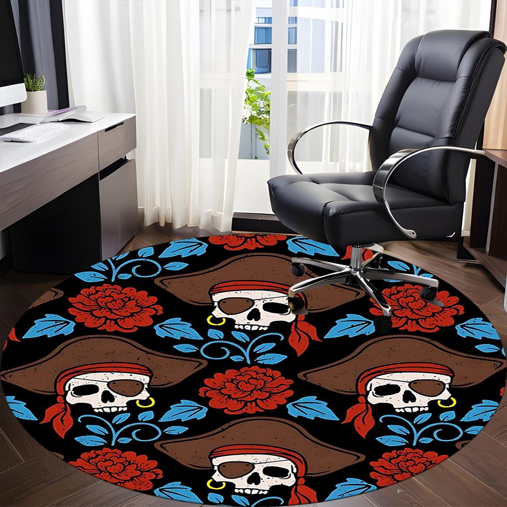 1pc Pirate Skulls Carpet for Office, Non-slip, Soft and Durable Office Rug, Perfect for Office yy260128052