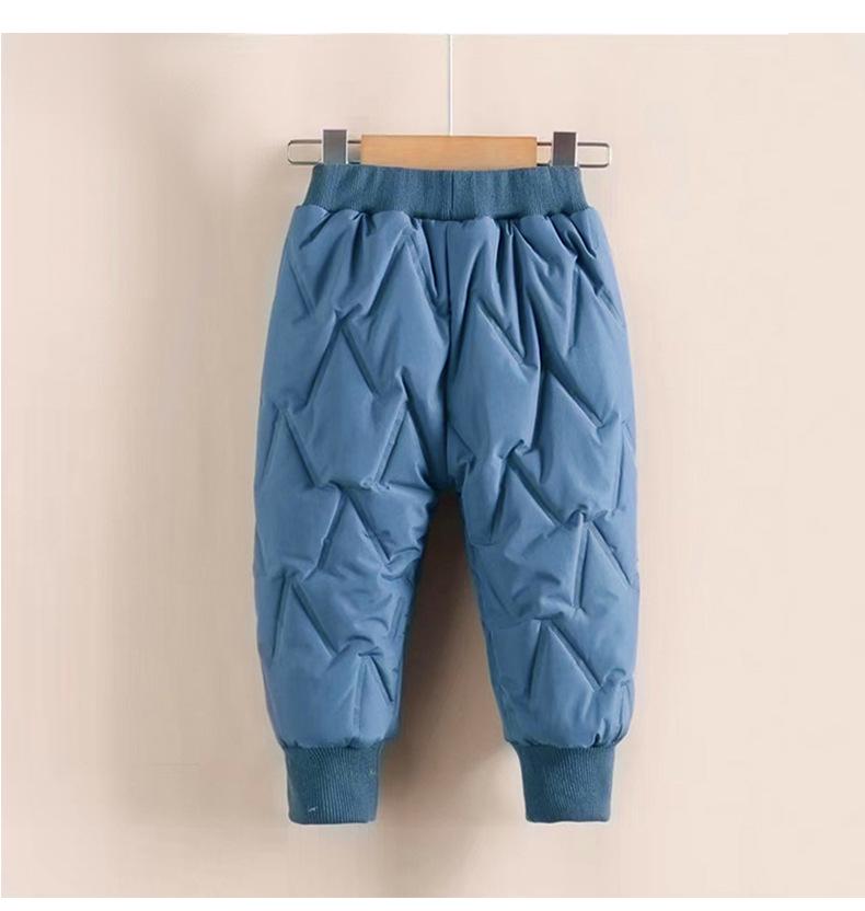 Children's Windproof Quilted Cotton Pants with Velvet Lining for Boys and Girls - Warm Winter Casual Wear