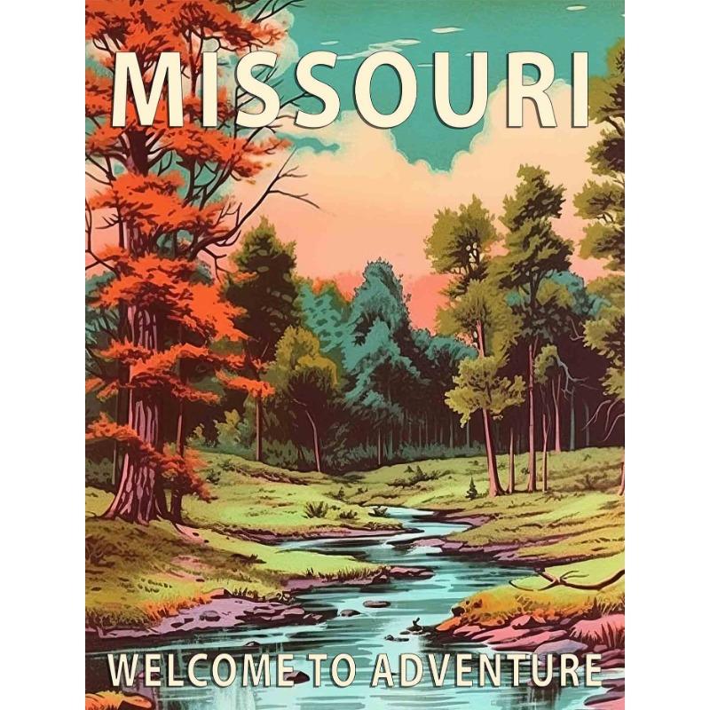 

Montana Missouri New Jersey US States Scenery Poster Retro National Park Canvas Painting Wall Art Picture Living Room Home Decor 21cm×30cm NoFrame