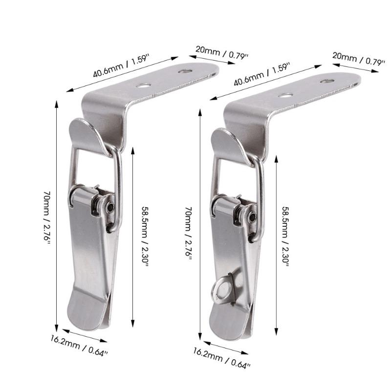 1/12Pcs 90 Degree Duck-mouth Buckle Hook Lock Silver Metal Spring Hasp Latch Catch Clamps Wooden Box Loaded Draw Clasp Hardware