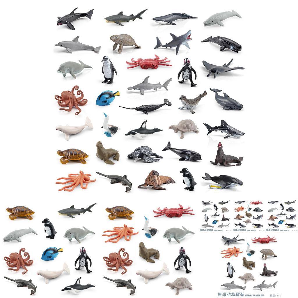 Realistic Ocean Animal Model Set Including Whales Dolphins Sharks Turtles Crabs And More For Educational Play And Decoration