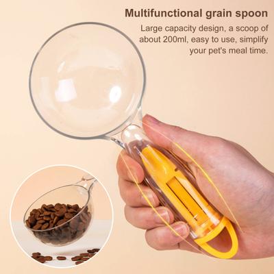 Evcil Hayvan Maması Kepçesi 200ml Kapasiteli Çok Amaçlı Tahıl Kaşığı Köpek Kedi Kuş Maması İçin Hava Geçirmez Mühür Klipsi Gıda Depolama İçin