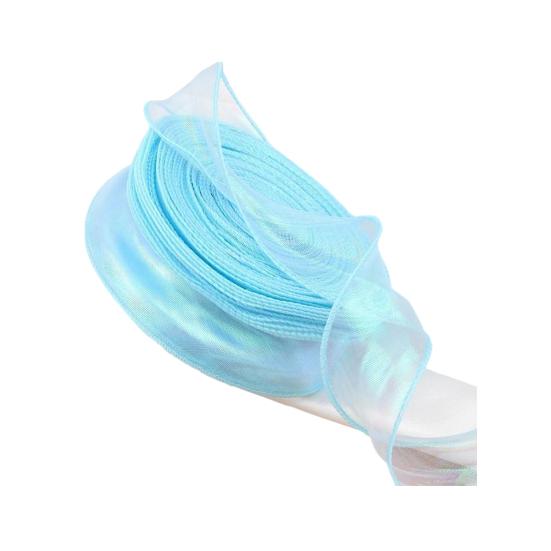 Sheer Tulle Ribbon 3.8 Yards Craft Decorative Ribbon Iridescent Tulle Ribbon Roll for Flowers Wedding Invitations Gift Wrapping