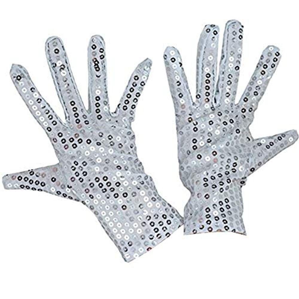 

Stage Performance Gloves Dance Gloves Women Gloves Kids Gloves Shinning Mittens Sequined Gloves white-Adult