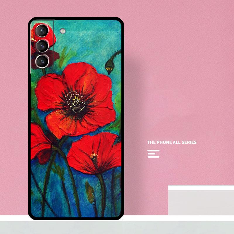 Poppy Flower Bloom Phone Case For Samsung Galaxy S25 S26 Ultra S20 S21 S22 S23 S24 S10 Plus S25 FE Cover Coque