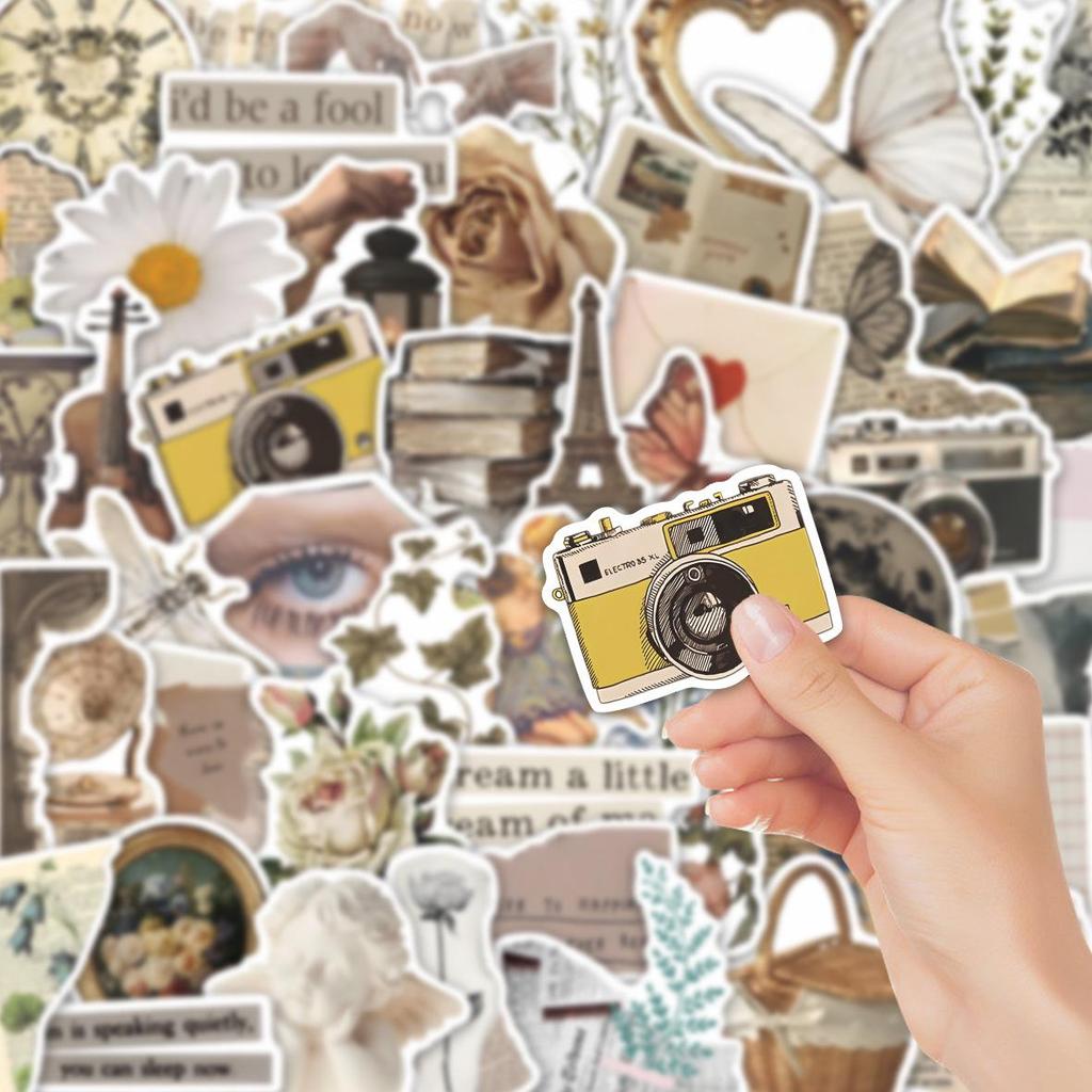 Dizüstü Bilgisayarlar ve Kırtasiye için 50 Yaprak Retro Vintage Kalp Sticker