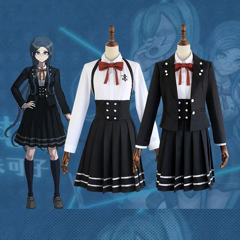 V3 Danganronpa Anime Shirogane Tsumugi Uniform Cosplay Costume Suit Jacket Wig