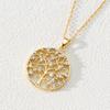 European American Tree of Life Clavicle Chain Customizable Round Hollow 18K Gold-plated Zircon Fashion Pendant Necklace For Women